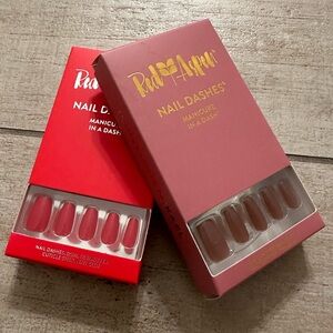 2, NIB medium length, coffin shape, press on nails by Red Aspen